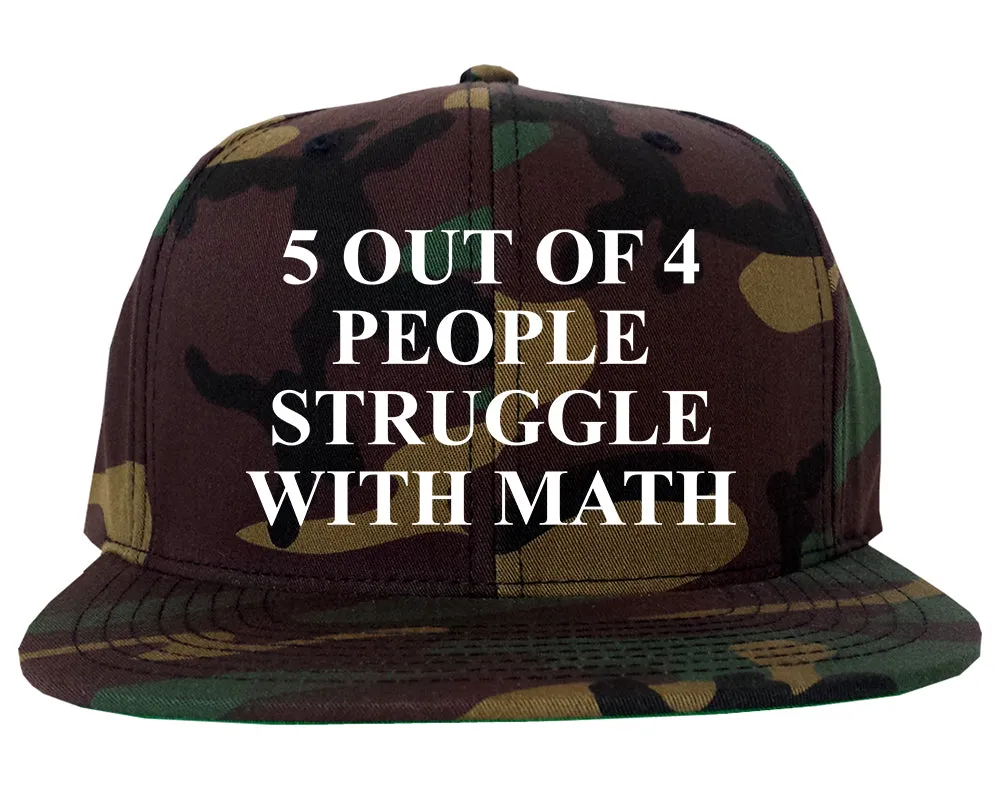 5 Of 4 People Struggle With Math Funny Teacher Mens Snapback Hat