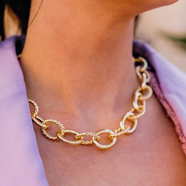 Aspen Chunky Textured Gold Chain Brenda Grands Necklace