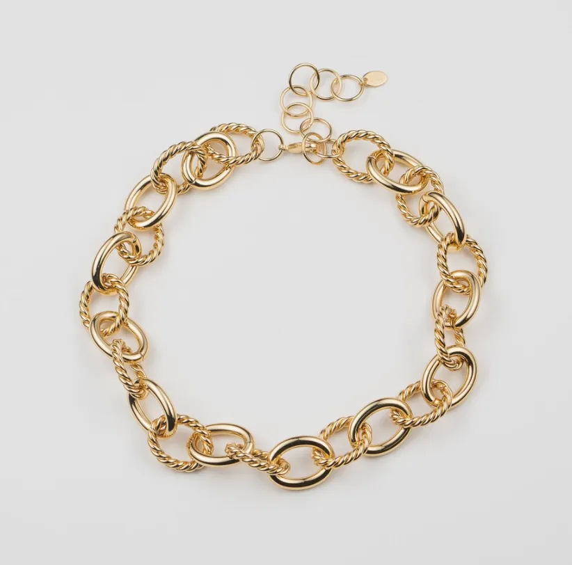 Aspen Chunky Textured Gold Chain Brenda Grands Necklace