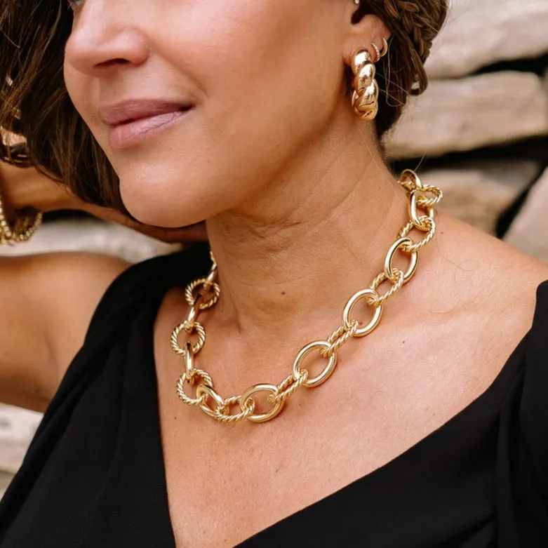 Aspen Chunky Textured Gold Chain Brenda Grands Necklace