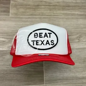 Beat Texas Patch on Red/White Meshback Trucker Hat