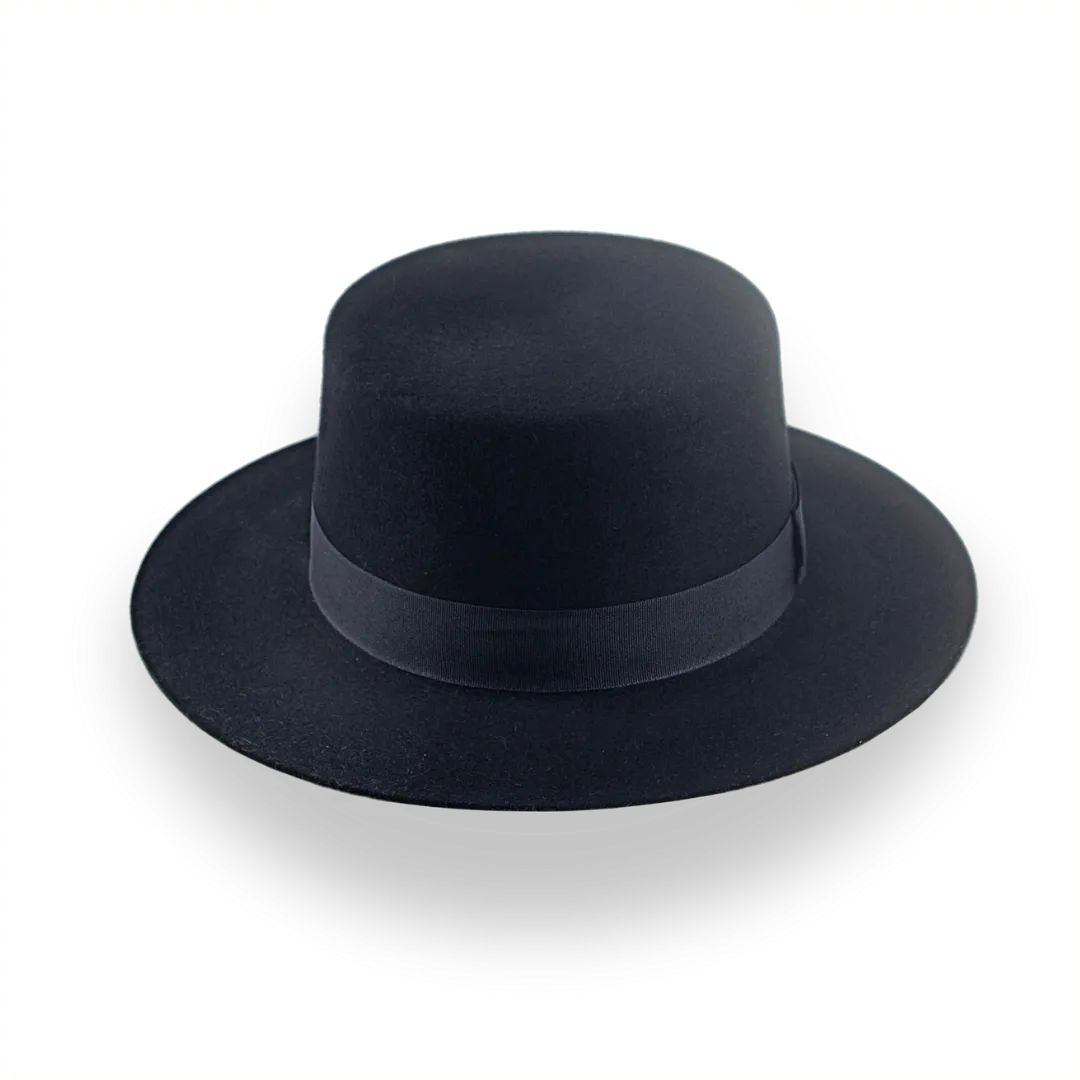 Black Felt Boater Hat with Custom Fit and Style | The Drover