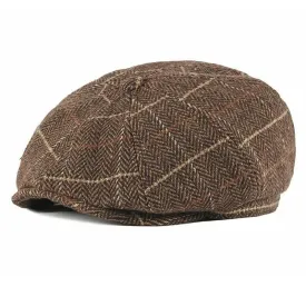 British Plaid Octagonal Cabbie Beret Cap