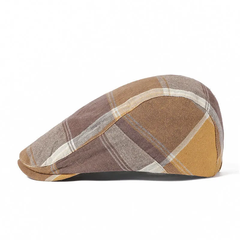 British Style Vintage Check Plaid Beret Hat