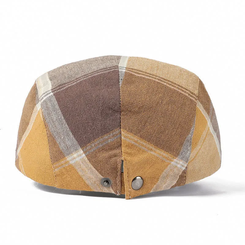 British Style Vintage Check Plaid Beret Hat