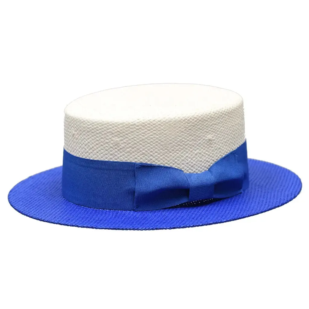 Bruno Capelo Boater Two-Tone Straw Flat Brim Skimmer