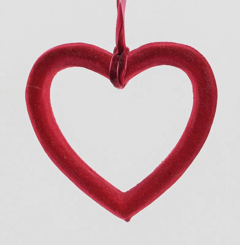 Burgundy felt heart hanging decoration