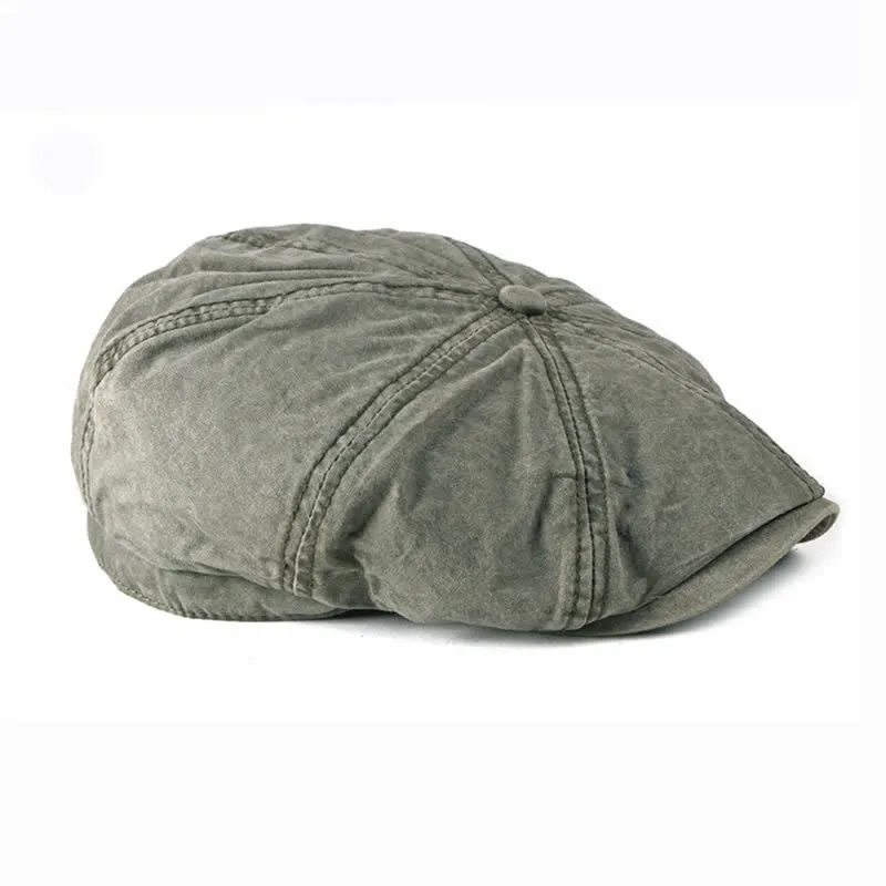 Casual Washed Aged Cotton Beret Cap