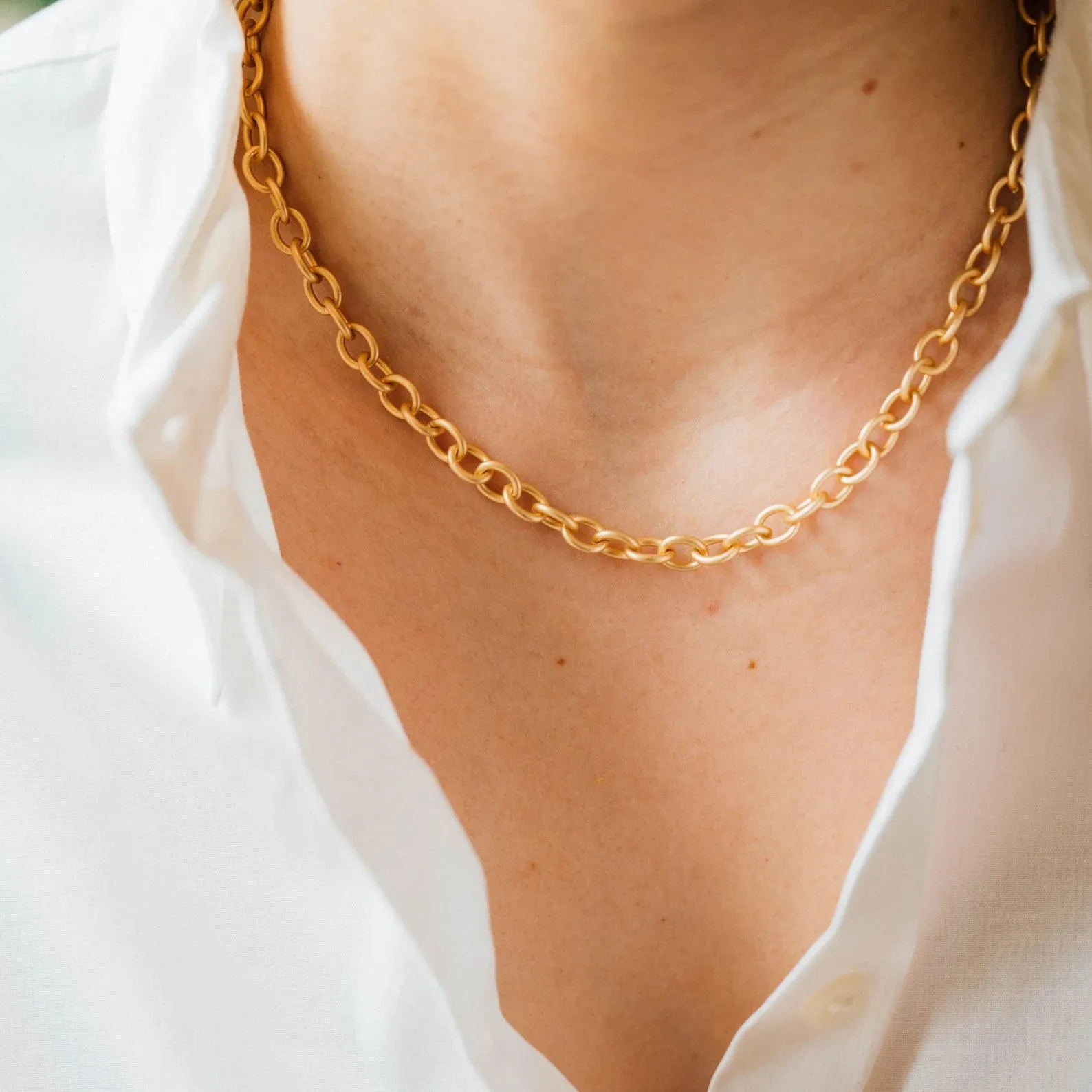 Chunky Matte Gold Cable Chain Necklace