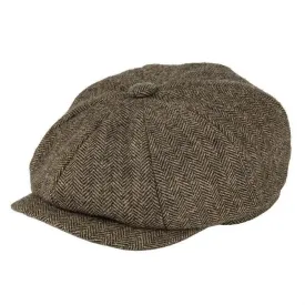 Classic Herringbone Tweed Octagonal Beret Cap