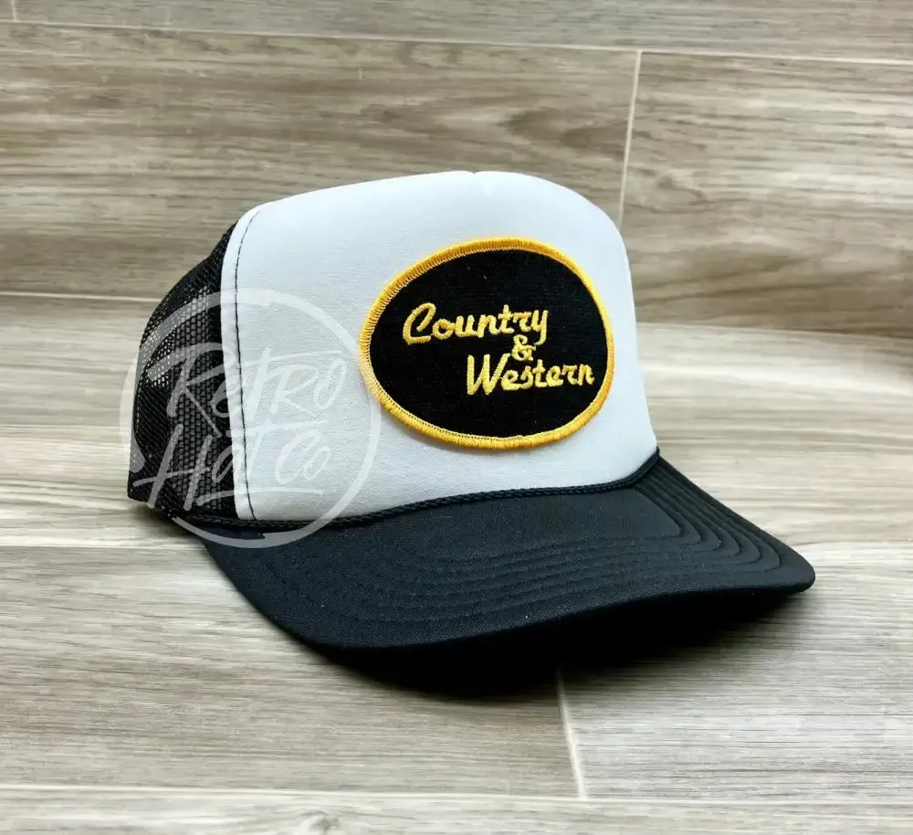 Country & Western Patch on Black/White Meshback Trucker Hat