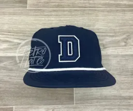 D Letter Patch on Navy Retro Poly Rope Hat