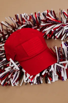 Distressed American Flag Hat ,  Red