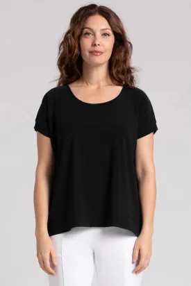 Dolman Scoop Neck Boxy Top | Black