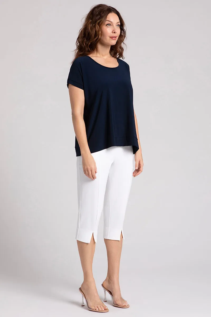 Dolman Scoop Neck Boxy Top | Navy