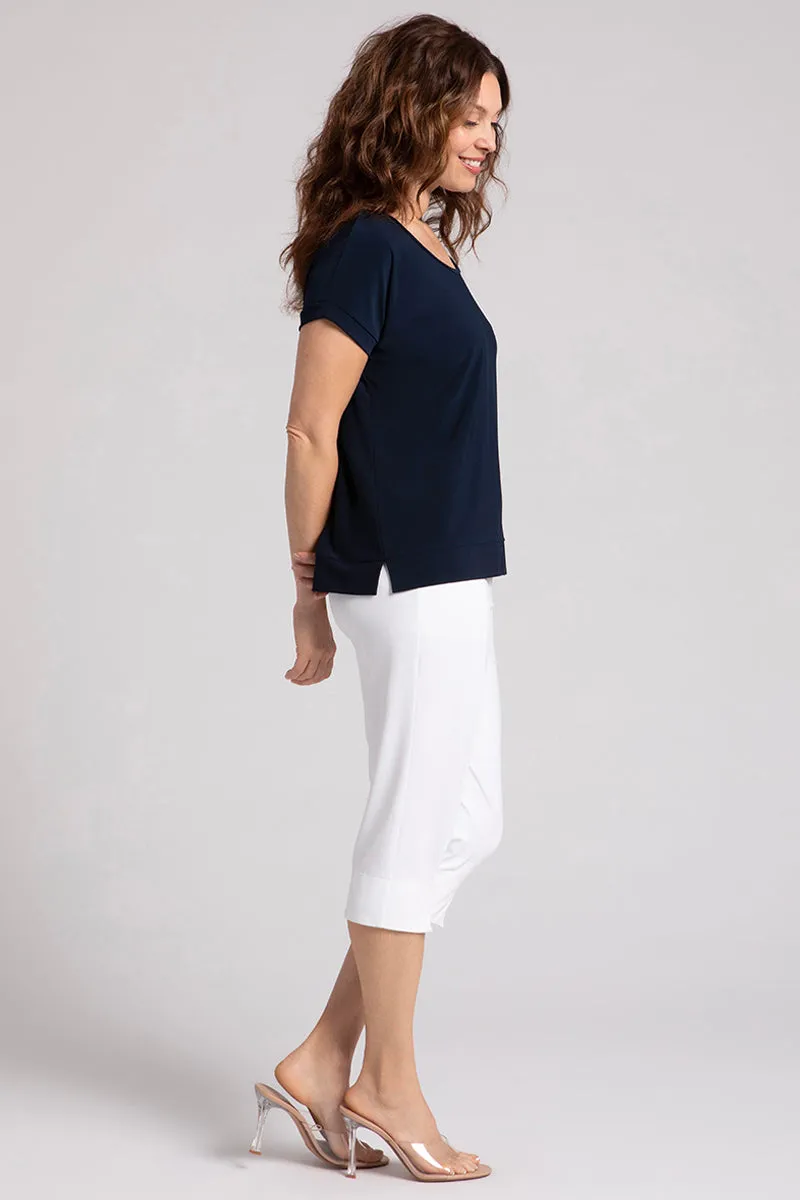 Dolman Scoop Neck Boxy Top | Navy