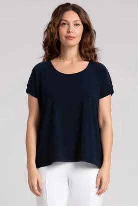 Dolman Scoop Neck Boxy Top | Navy