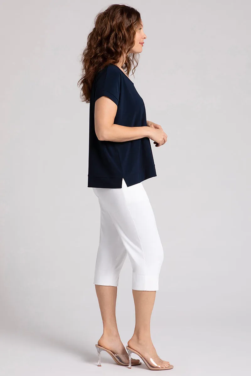 Dolman Scoop Neck Boxy Top | Navy