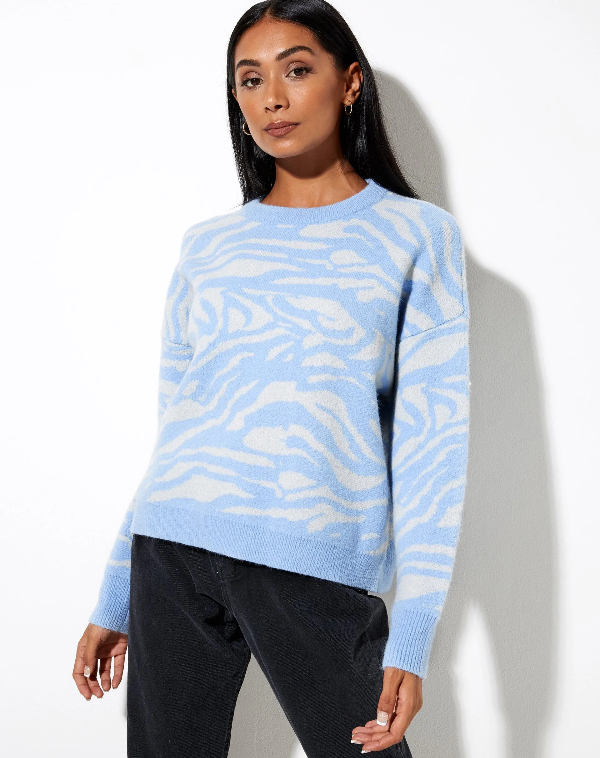 Eleni Jumper in Zebra Blue Grey