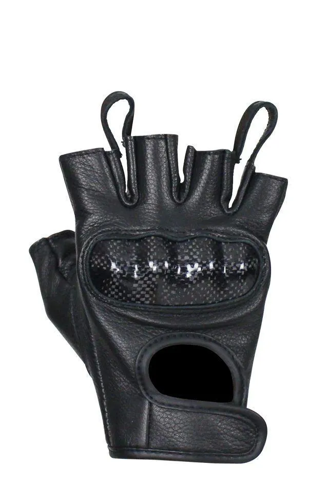 Fingerless Deer Skin Leather Gloves W/ Padded Knuckle Protectors, GLD86-22-DL