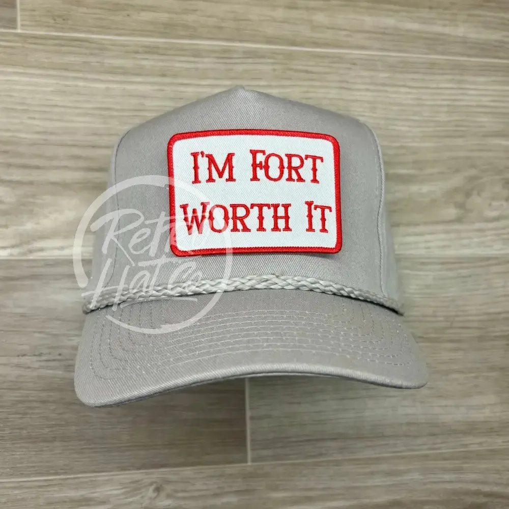 Fort Worth It Patch on Tall Gray Retro Rope Hat