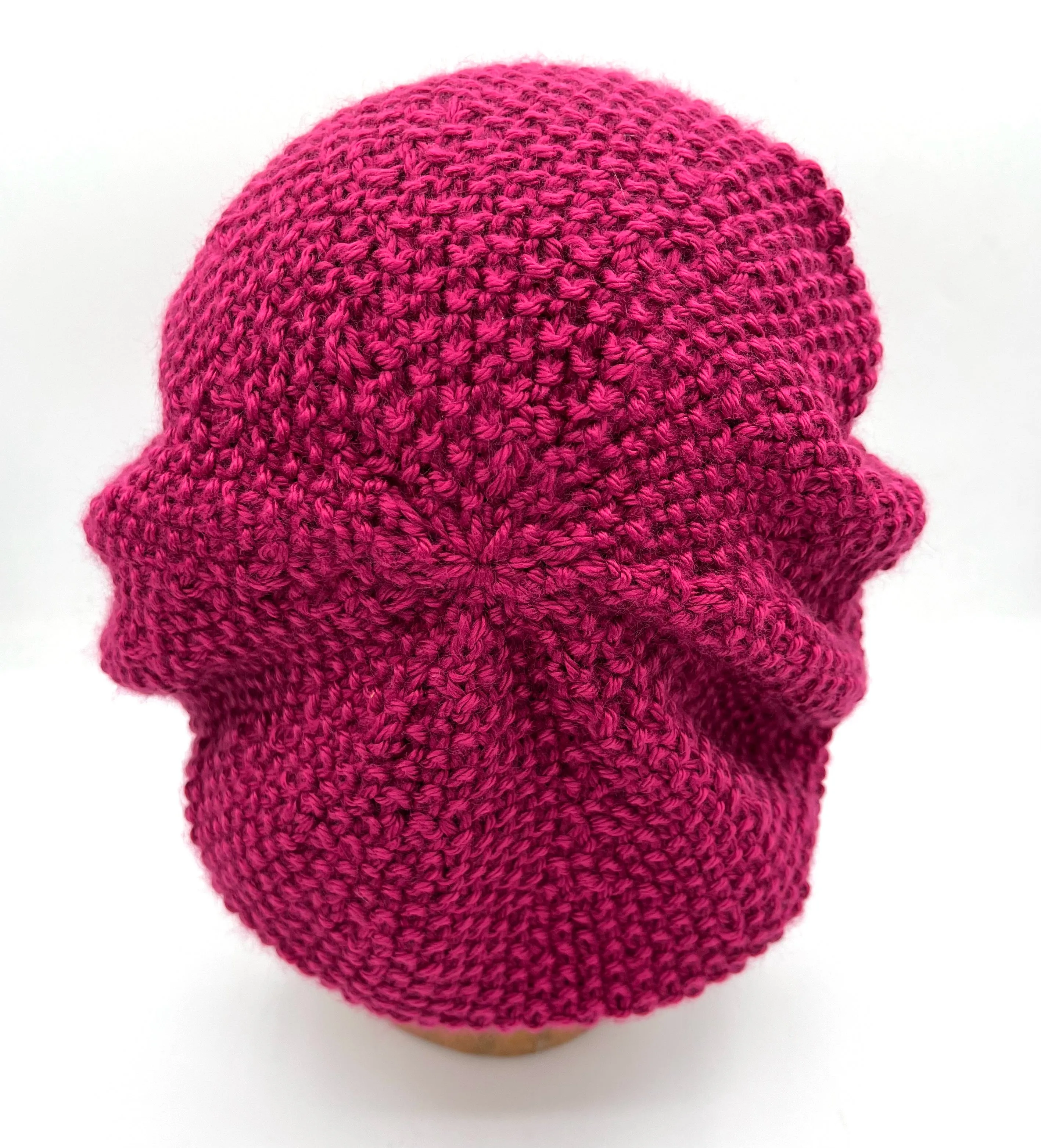 Fuchsia Acrylic Seed Stitch Knit Beret Hat