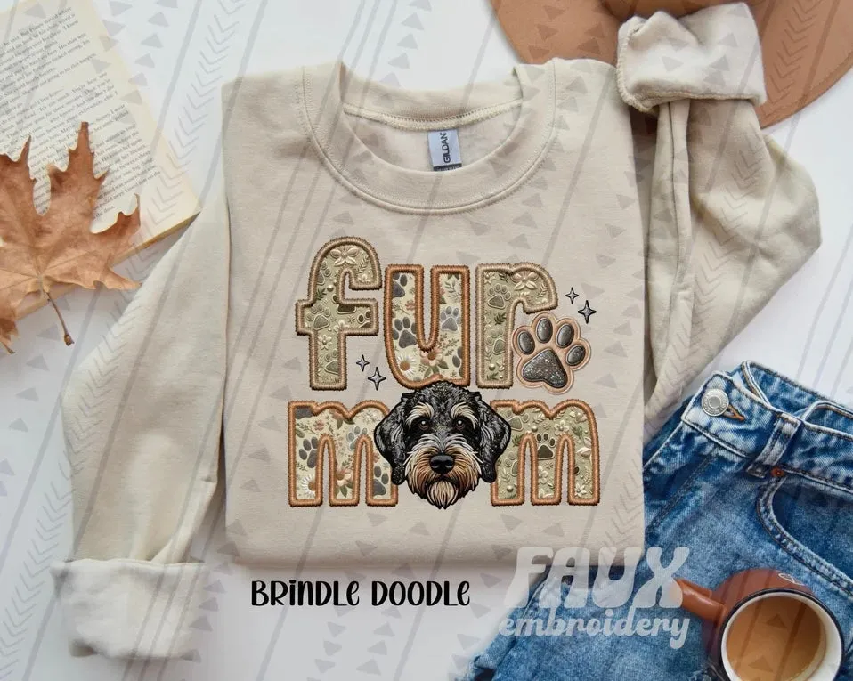 Fur Mom Brindle Doodle Dog Sweatshirt  - Natural Stone