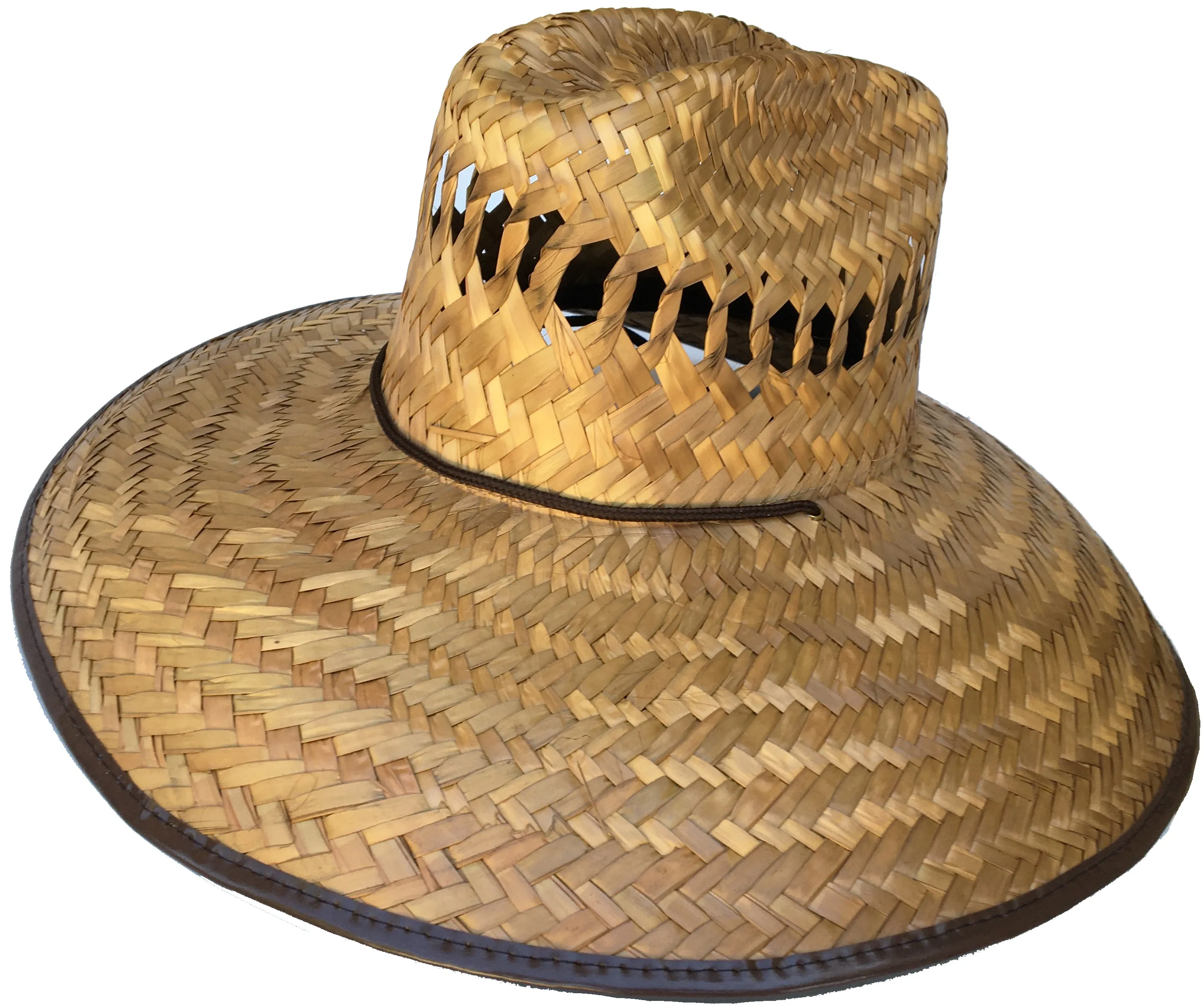 Headchange Straw Lifeguard Hat Western Crown 5" Brim Mexican Palm