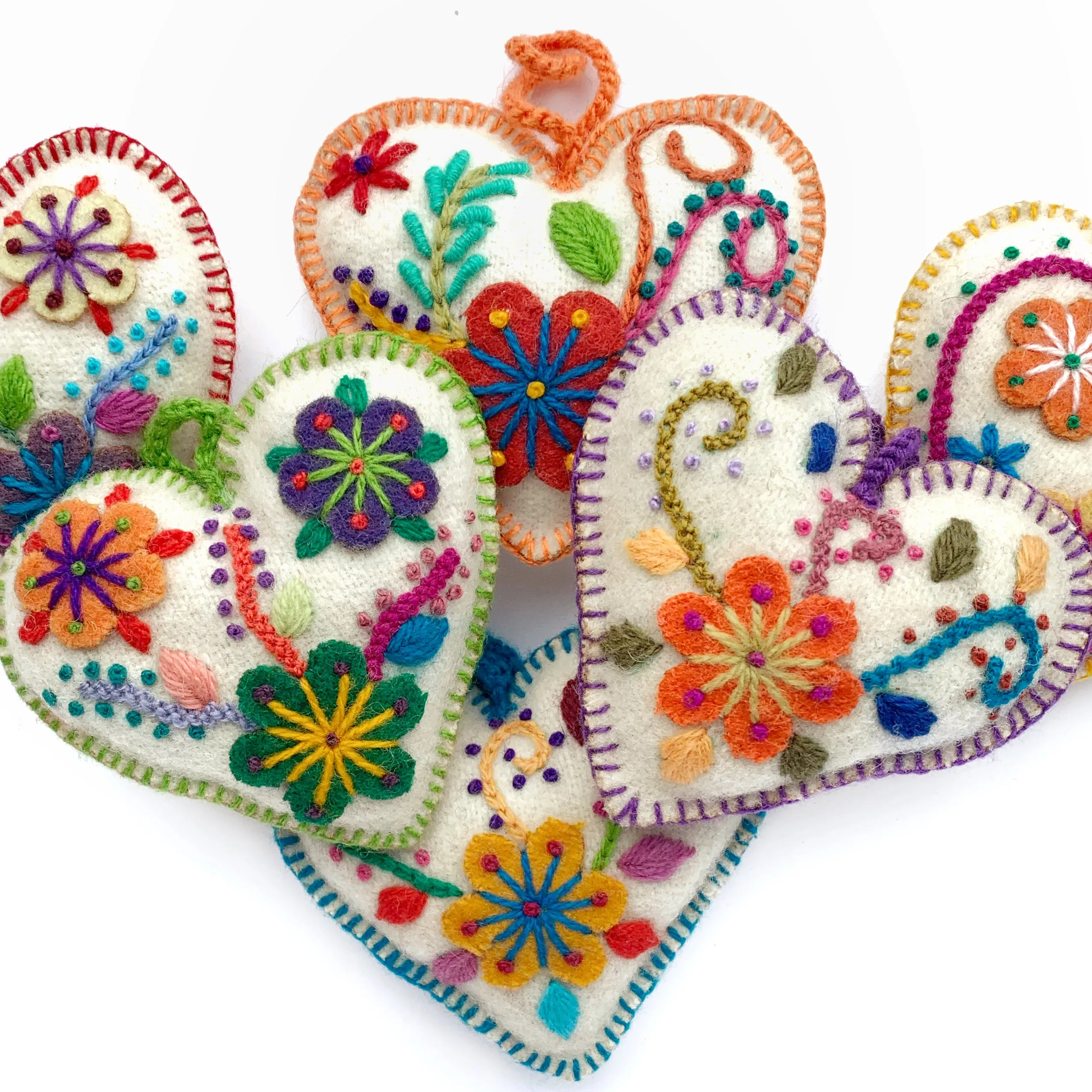 Heart Ornament, Rainbow Variety 6 Pack