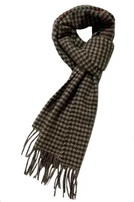 Houndstooth with stripe Wool Scarf - Brown