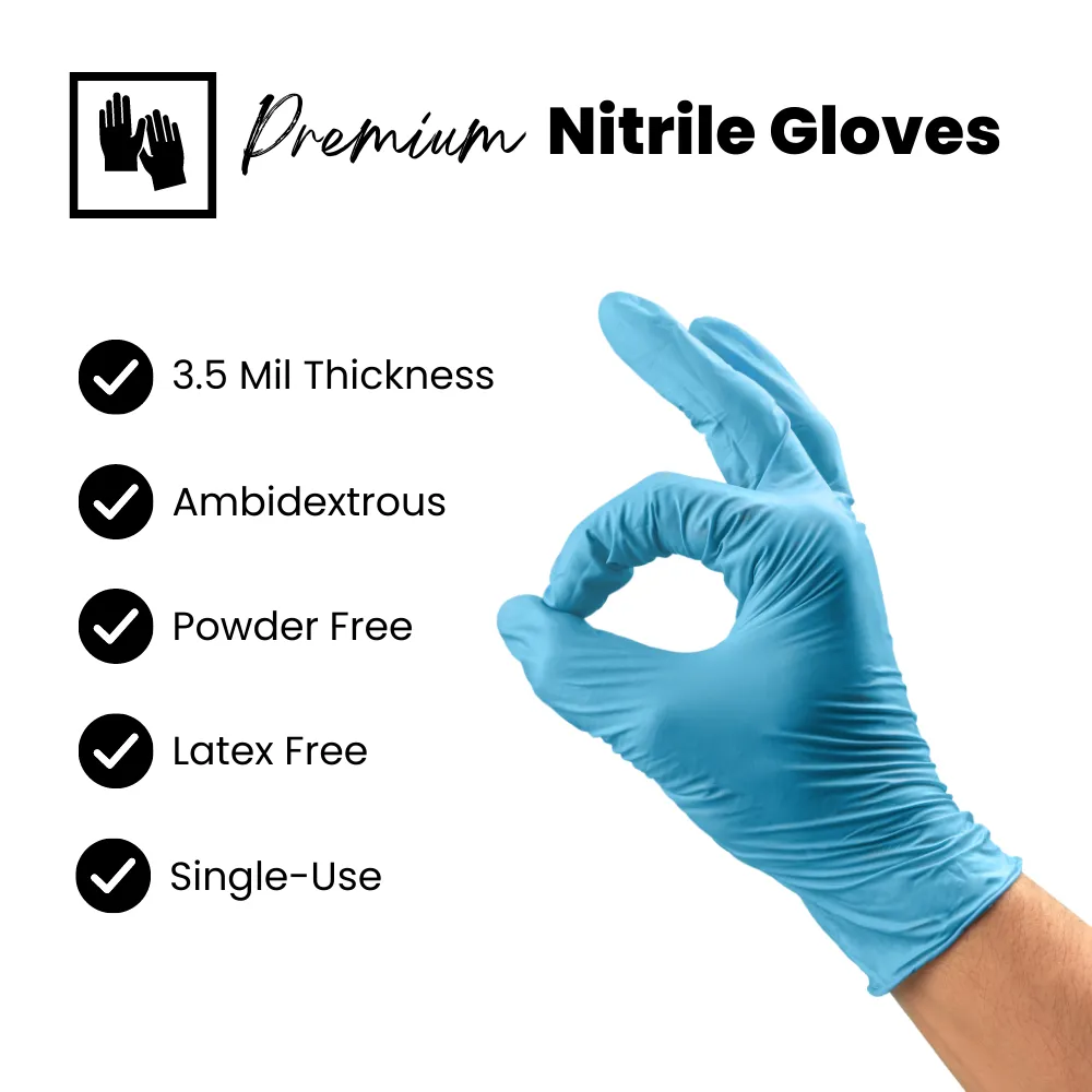 Kingfa Blue Nitrile Disposable Gloves (3.5 mil) 1,000 Gloves - 100% Recyclable