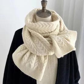 Korean Version Of Solid Color Knitted Wool Warm Scarf In Winter