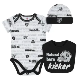 Las Vegas Raiders Baby Boys 3-Piece Bodysuit, Cap, and Bib Set