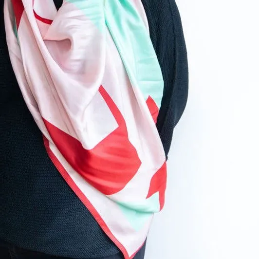 Mint Tee print | pastel and wine Silk Scarf