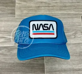 NASA (Underline) Patch on Turquoise Meshback Trucker Hat