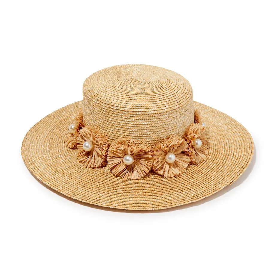 NATURAL CONFETTI EMBELLISHED STRAW HAT