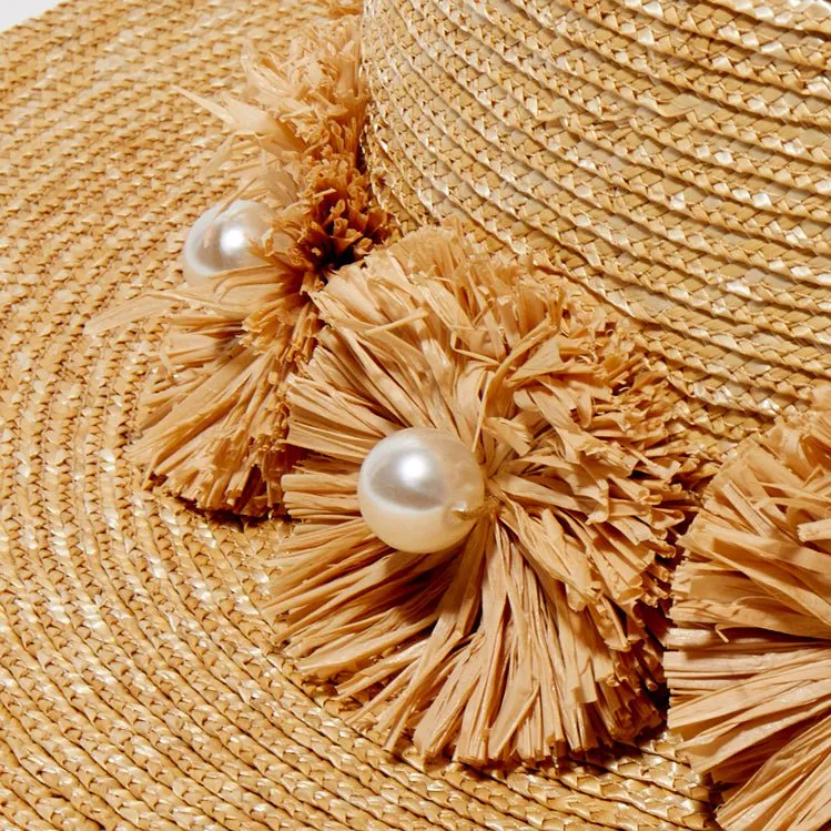 NATURAL CONFETTI EMBELLISHED STRAW HAT