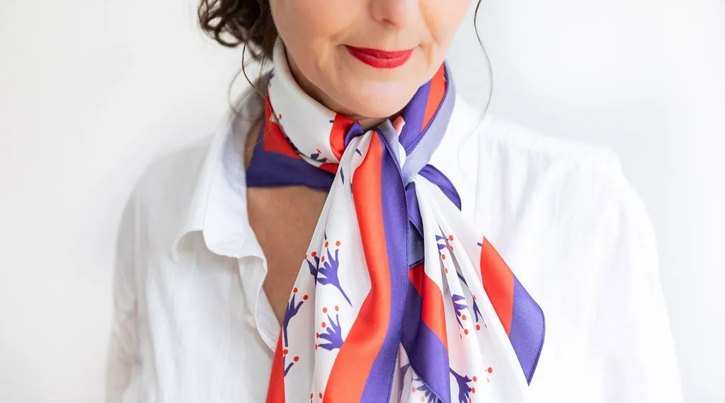 New Deco print | Red white and blue Silk Scarf