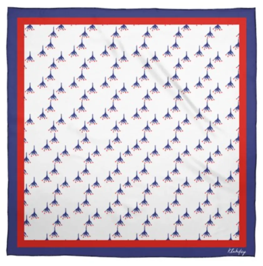 New Deco print | Red white and blue Silk Scarf