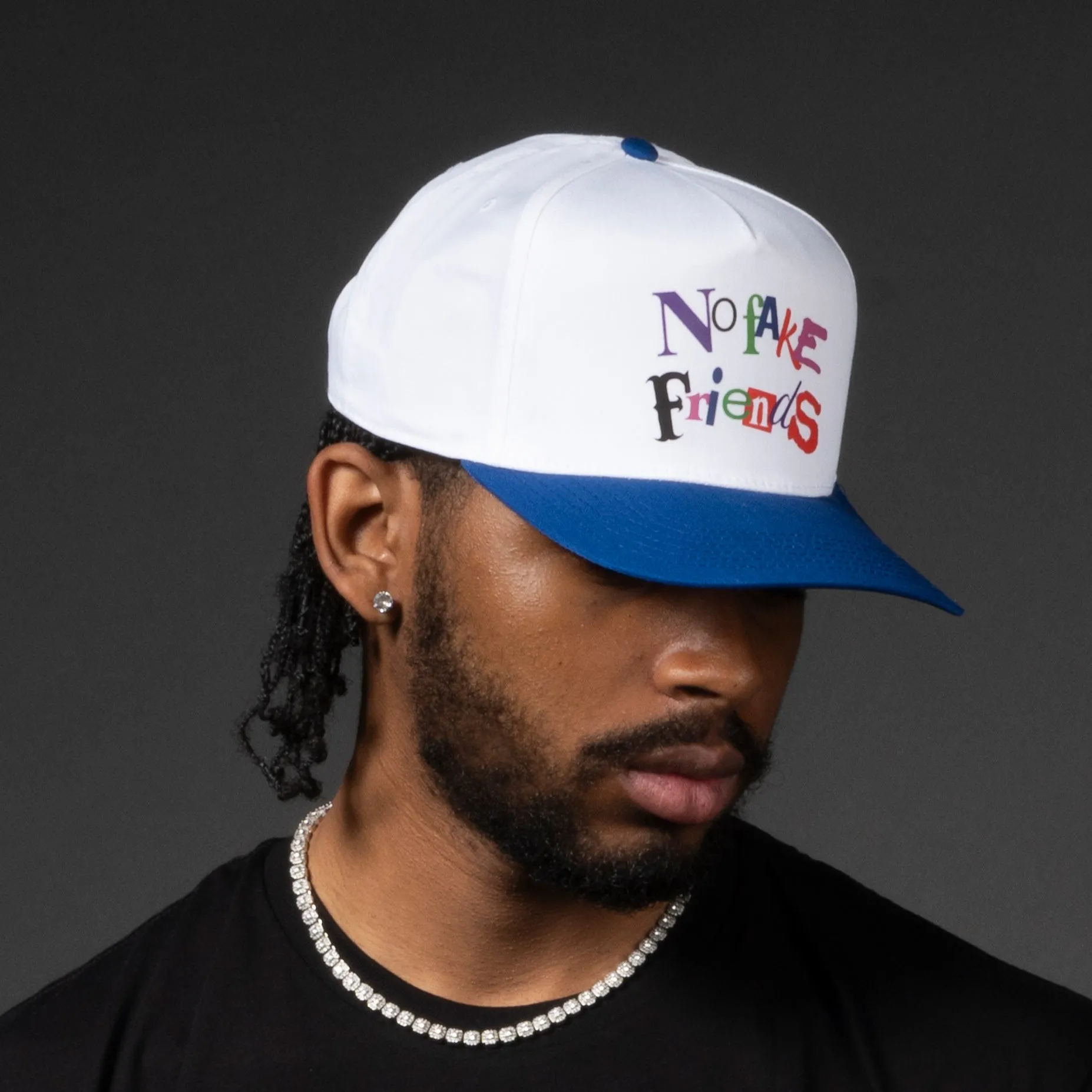 No Fake Friends Baseball Cap - White / Royal