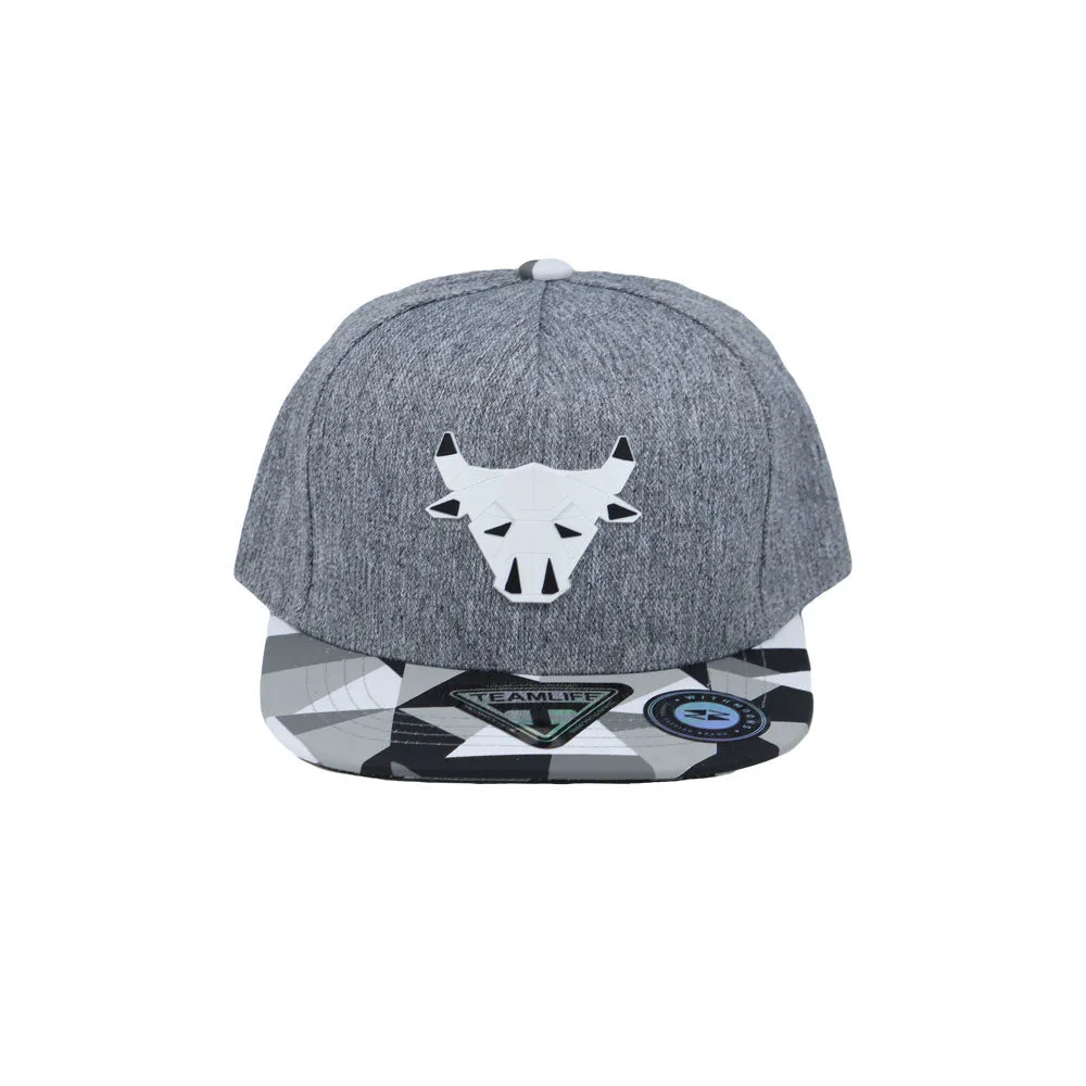 Ox Paper Fold Patch Geometry Pattern Cotton Snapback Hat Flat Brim Baseball Cap TR21484