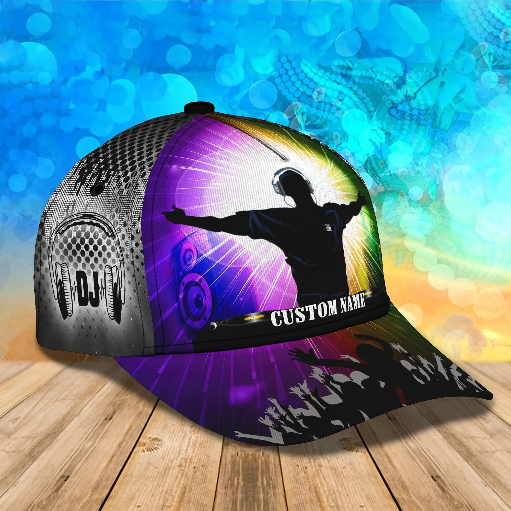 Personalized Colorful 3D Classic Cap Hat For Disc Jockey, Dj Baseball Cap Hat, Nonstop Bar Club Cap Hat For Him Her