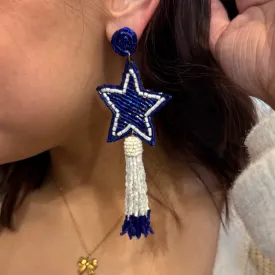 Ready, Set, Stars Beaded Star Tassel Earrings