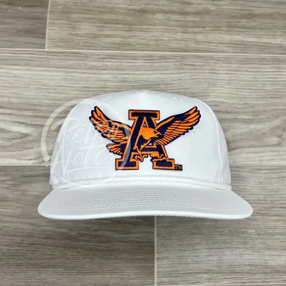 Retro Auburn War Eagle Patch on Solid White Retro Rope Hat