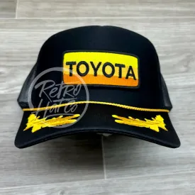 Retro Toyota Patch on Black Trucker Hat w/Scrambled Eggs