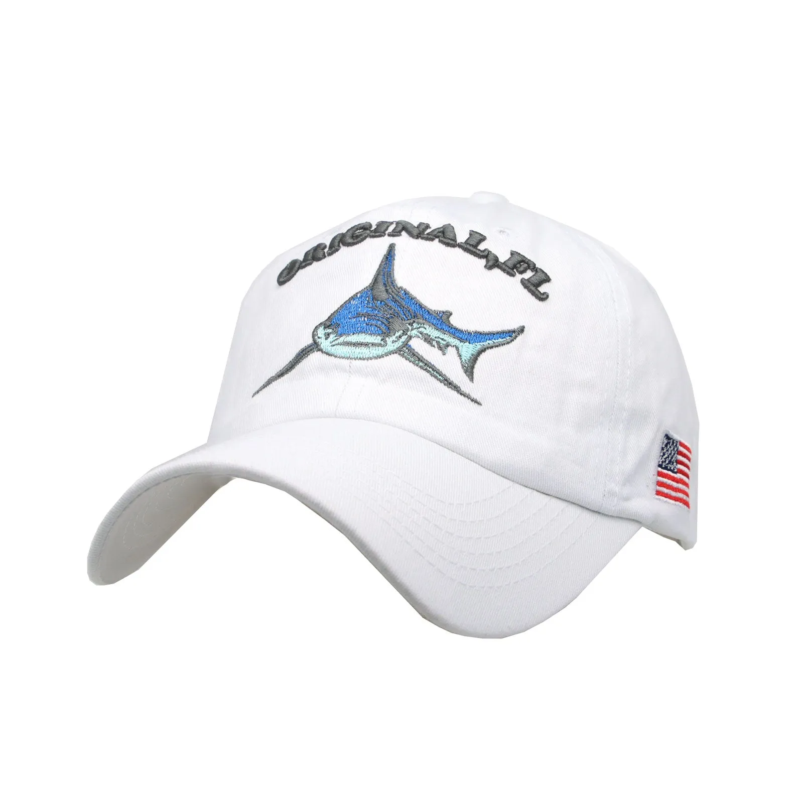 Shark Embroidery Baseball Cap USA Flag Plain Dad Hat YZ10086