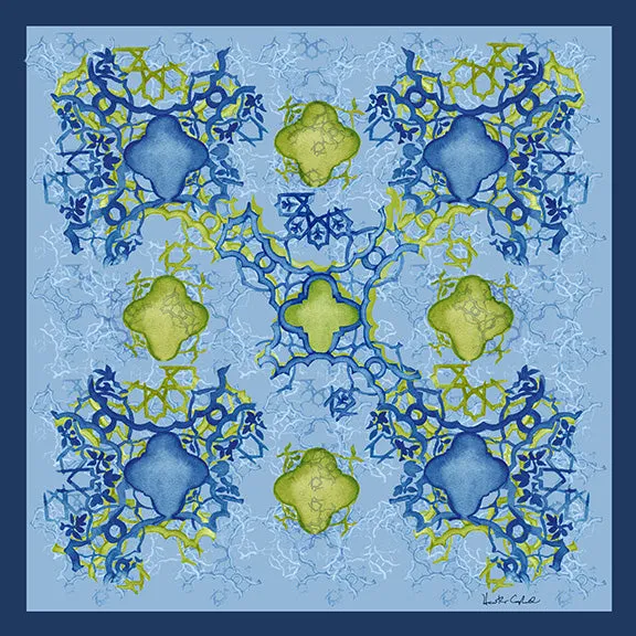 Silk Carre´Syrian Tile Navy Peony