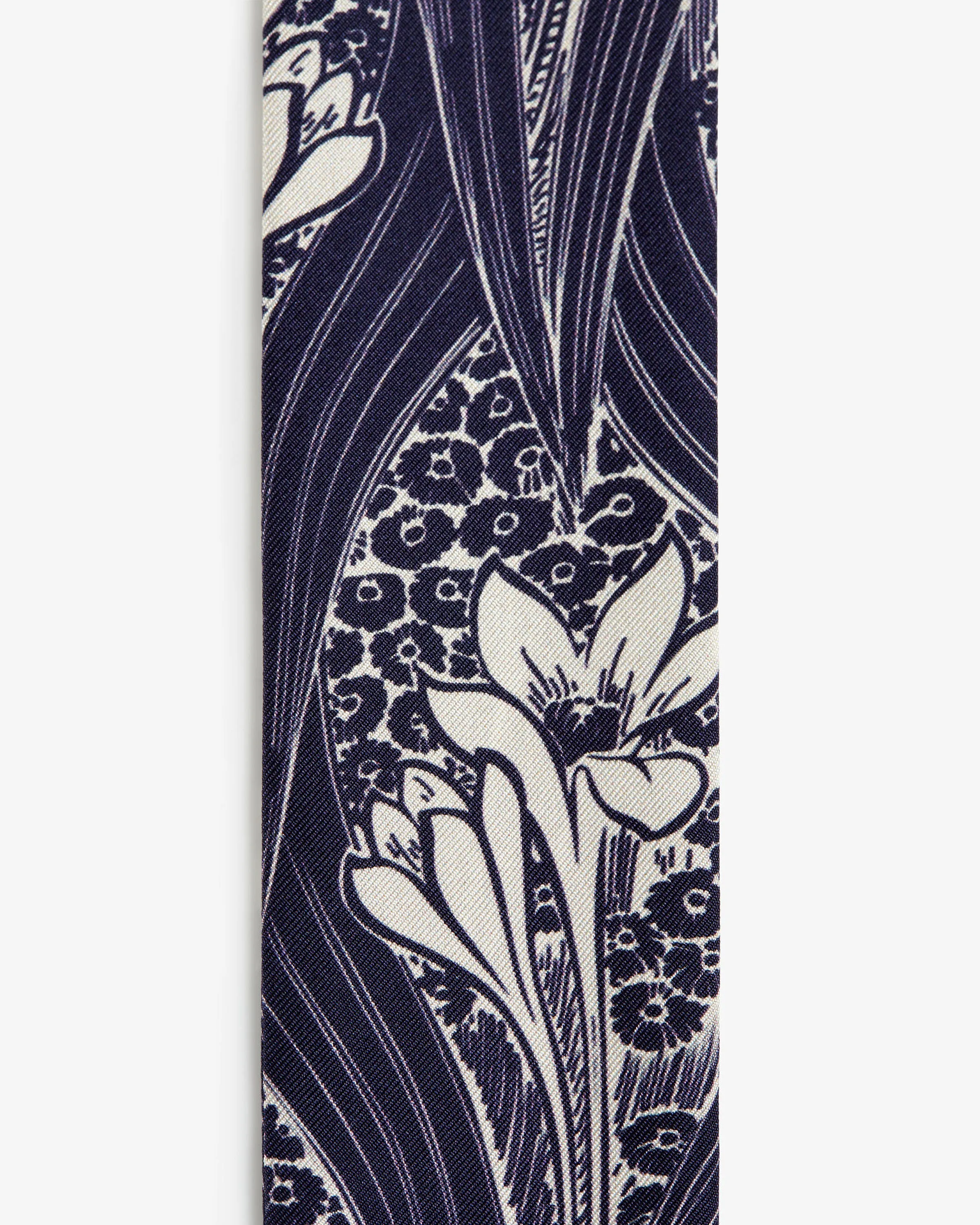 Silk Skinny Scarf - Wallpaper Navy/Vanilla