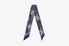 Silk Skinny Scarf - Wallpaper Navy/Vanilla