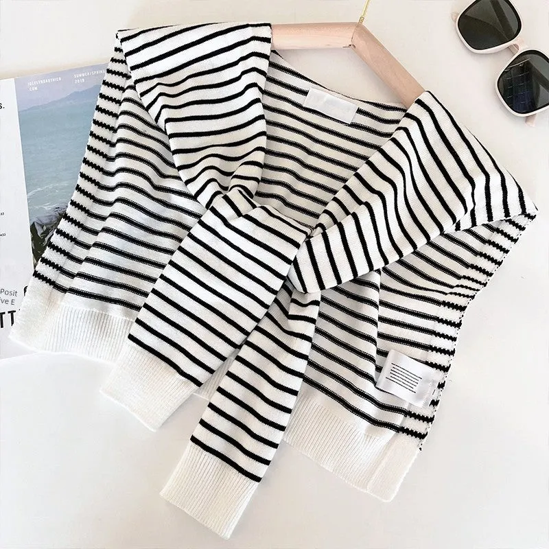 Stripes Women's Outer Shirt Skirt Spring and Summer Shawl